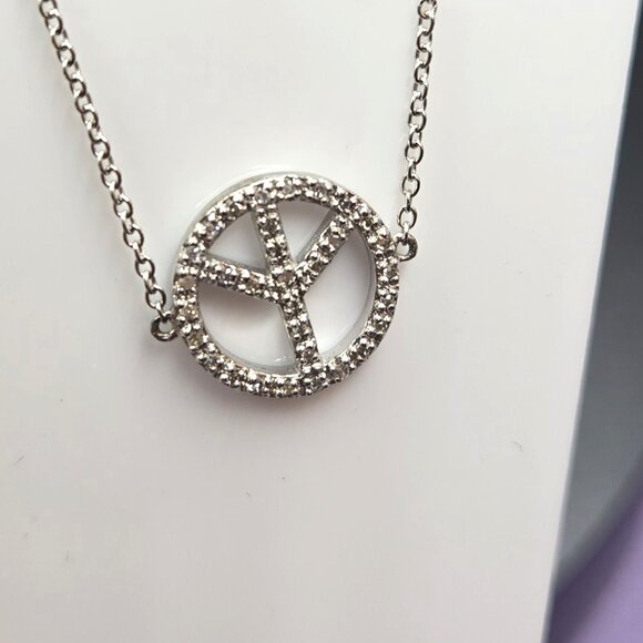 Dainty CZ 925 Peace Sign Bracelet - Picture 6 of 8